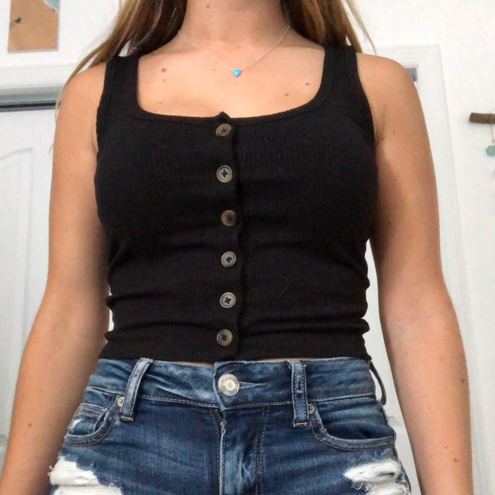 Black button down tank top